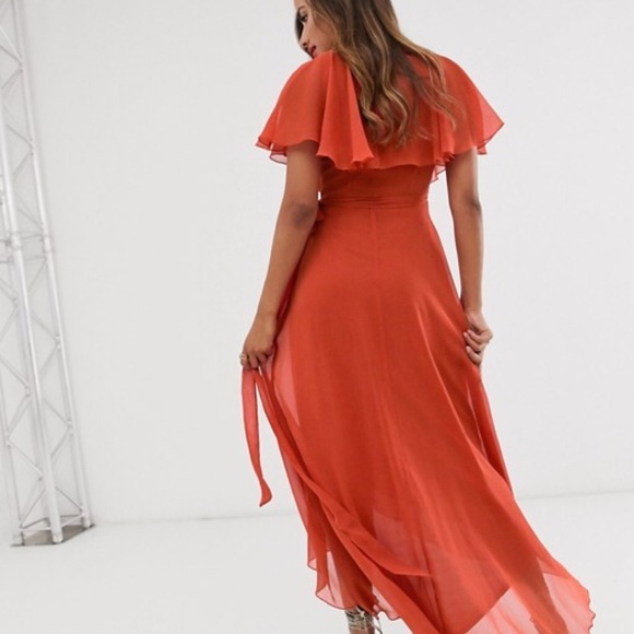ASOS DESIGN cape back dipped hem maxi dress - Picture 3 of 6
